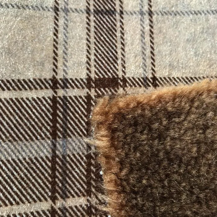 Polyester Suede Leather Suede With Fauc Fur Fabric